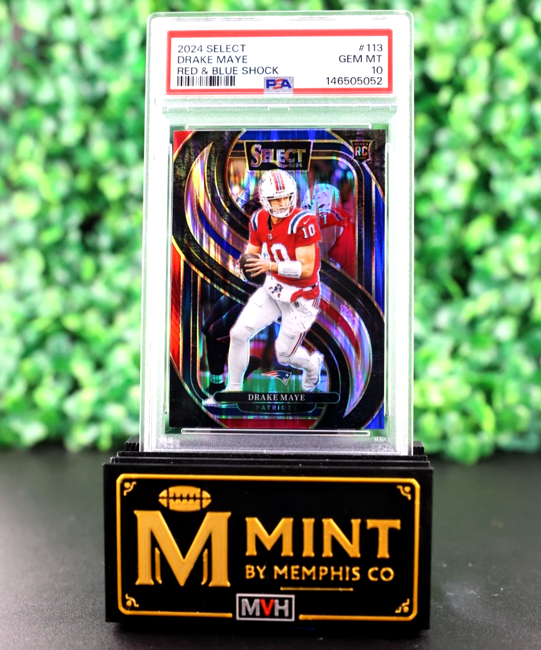 DRAKE MAYE 2024 SELECT PREMIER RED & BLUE SHOCK RC COLOR MATCH PSA 10 PATRIOTS