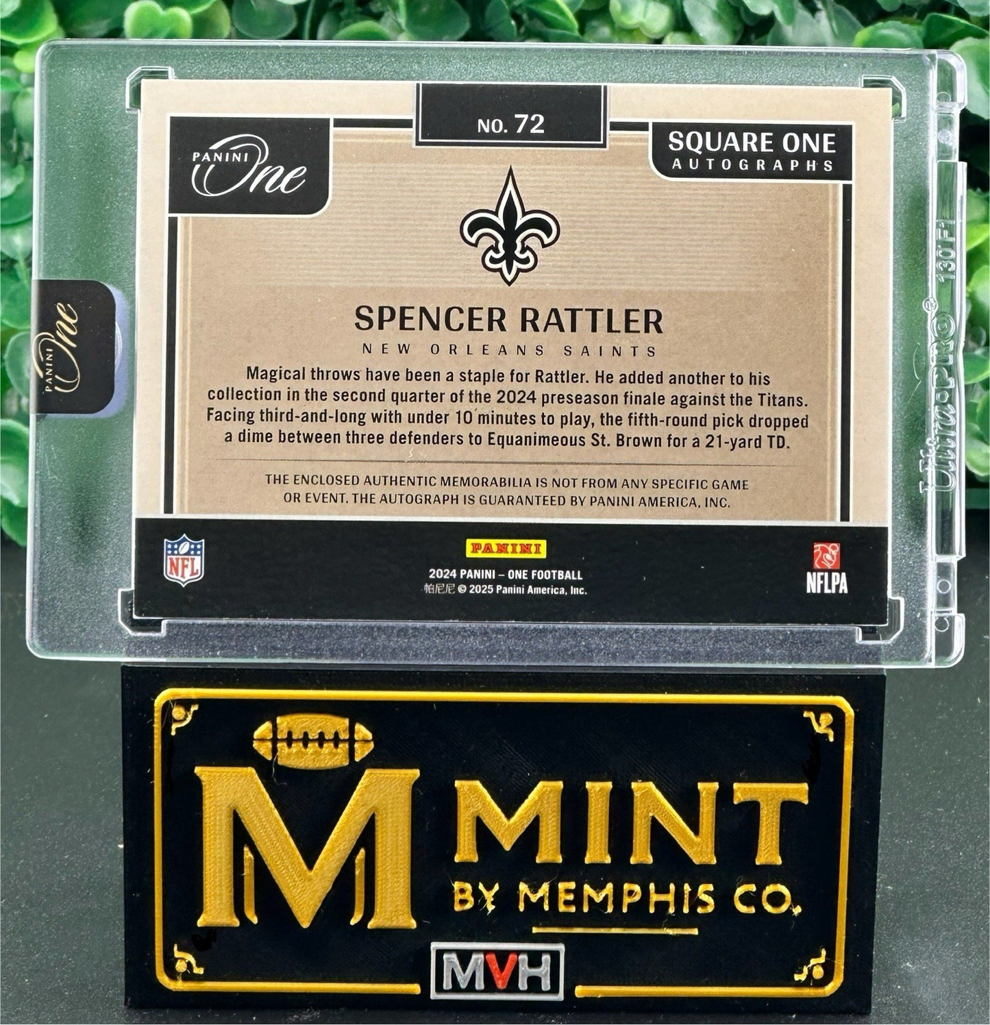 SPENCER RATTLER 2024 PANINI ONE QUAD PATCH ON CARD AUTO /99 SAINTS RPA