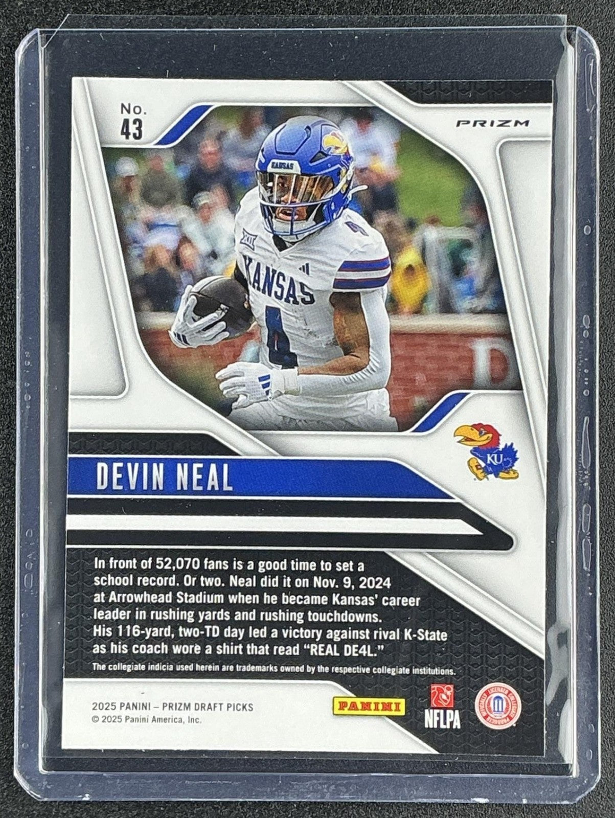DEVIN NEAL 2025 PANINI PRIZM DRAFT PICKS #43 RUBY WAVE RC JAYHAWKS