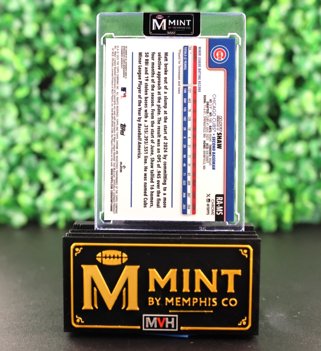 MATT SHAW 2025 TOPPS CHROME UPDATE #RA-MS ROOKIE LAVA LAMP AUTO RC SSP /85 CUBS