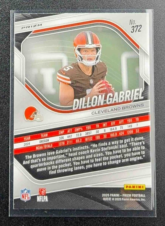 DILLON GABRIEL 2025 PANINI PRIZM #372 NEON GREEN PULSAR RC BROWNS