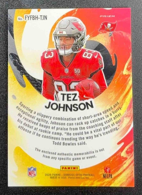 2025 PANINI DONRUSS OPTIC TEZ JOHNSON FIRST YEAR FRESH BLUE HYPER PRIZM RC