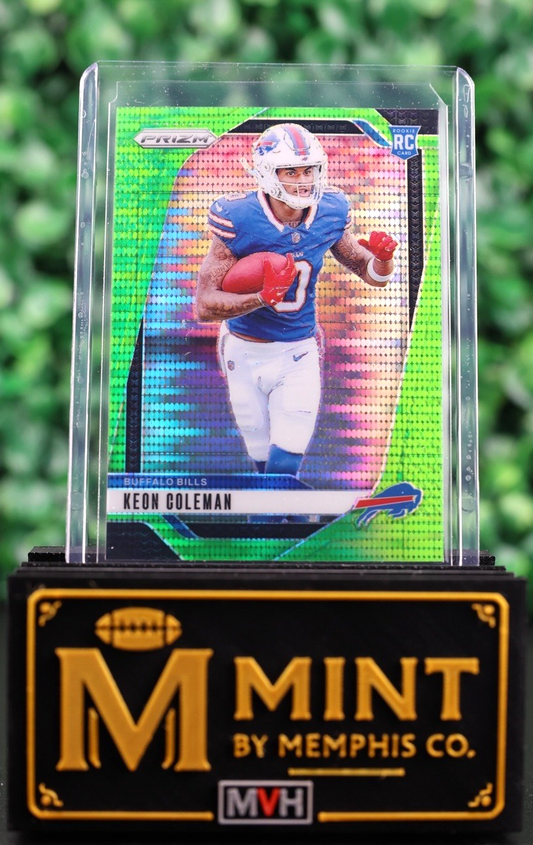 KEON COLEMAN 2024 PRIZM #362 NEON GREEN PULSAR PRIZM RC BUFFALO BILLS
