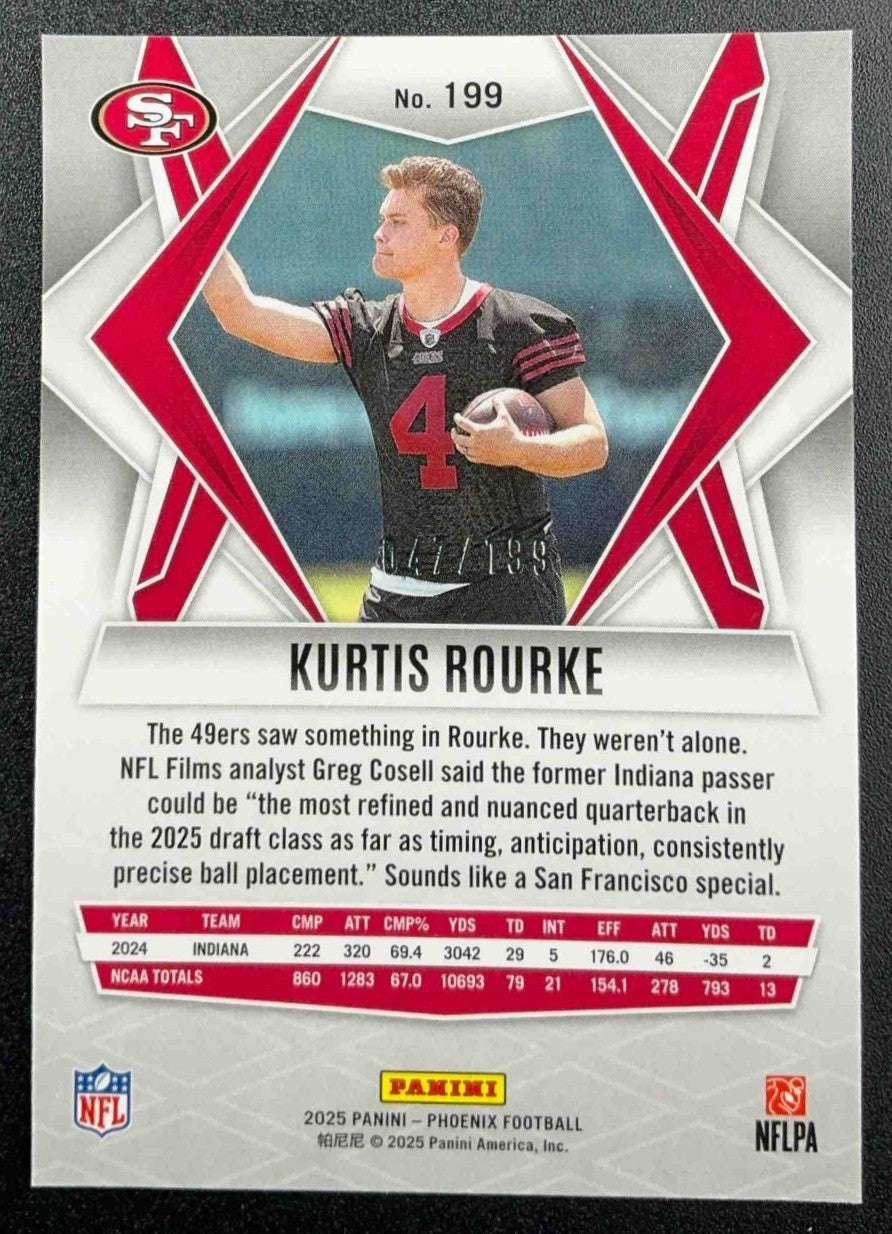 KURTIS ROURKE 2025 PANINI PHOENIX #199 WAVE 41/199 RC 49ERS