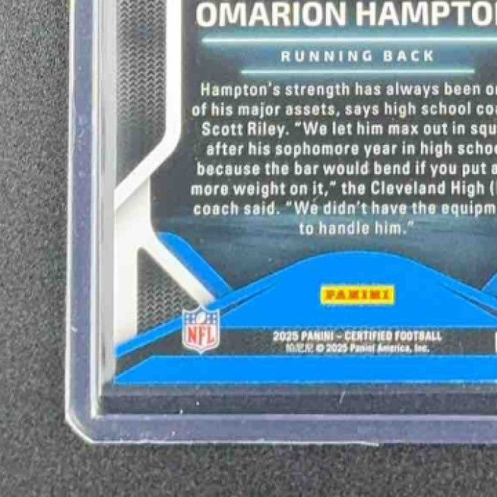 OMARION HAMPTON 2025 PANINI CERTIFIED #CRK-OHN ROOKIES RC CHARGERS