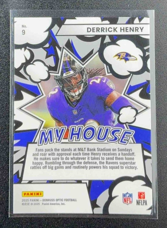 DERRICK HENRY 2025 PANINI DONRUSS OPTIC #9 MY HOUSE! RAVENS