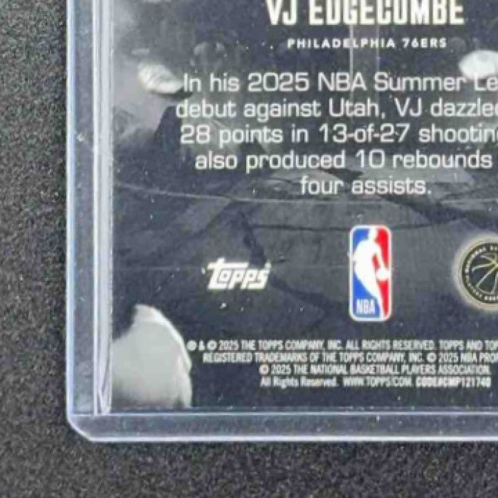 VJ EDGECOMBE 2025-26 TOPPS CHROME #YQ-3 YOUTHQUAKE RC 76ERS