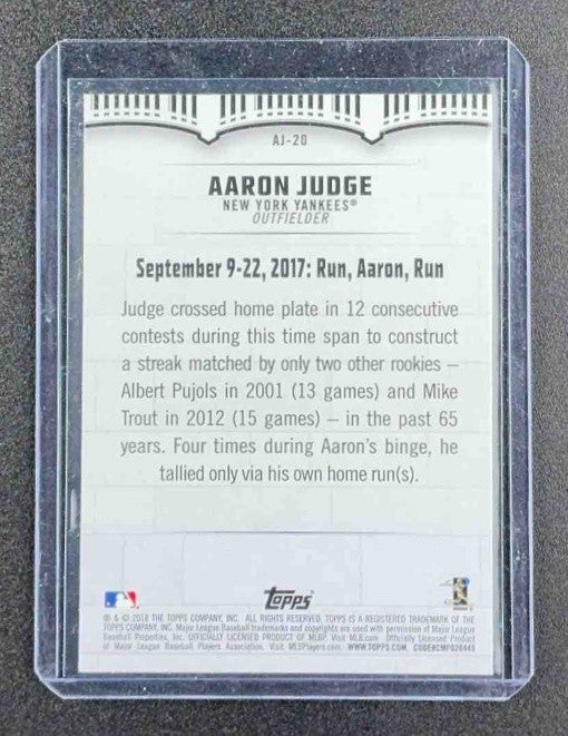 AARON JUDGE 2018 TOPPS #AJ-20 HIGHLIGHTS YANKEES