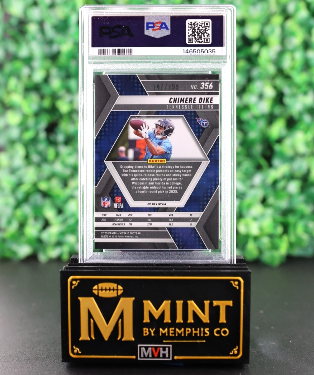 CHIMERE DIKE 2025 PANINI MOSAIC #356 ORANGE RC /199 PSA 10 POP 1 TITANS