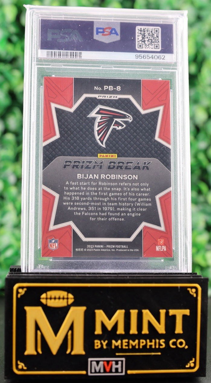 BIJAN ROBINSON 2023 PANINI PRIZM BREAK NO HUDDLE RC FALCONS PSA 10 LOW POP