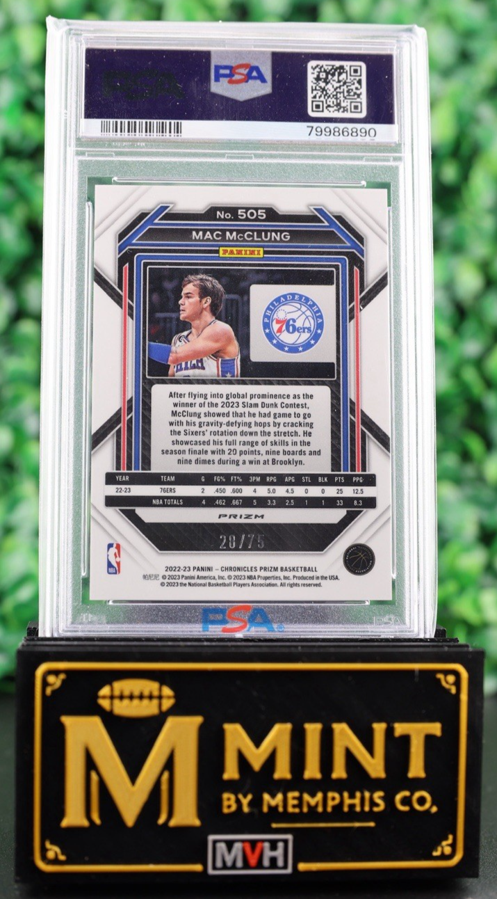 MAC MCCLUNG 2022-23 CHRONICLES PRIZM ORANGE PRIZM ROOKIE /75 PSA 10 LOW POP RC