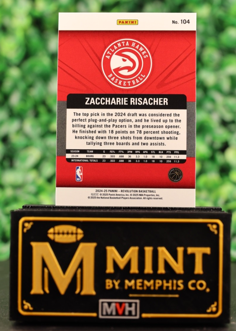 ZACCHARIE RISACHER 2024-25 PANINI REVOLUTION - ROOKIE #104 (RC) ATLANTA HAWKS