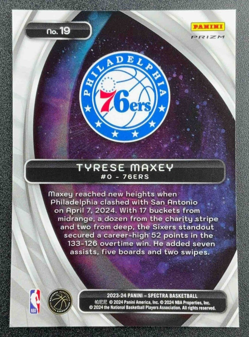 2023 Panini Spectra Tyrese Maxey #19 Titan International Black and White