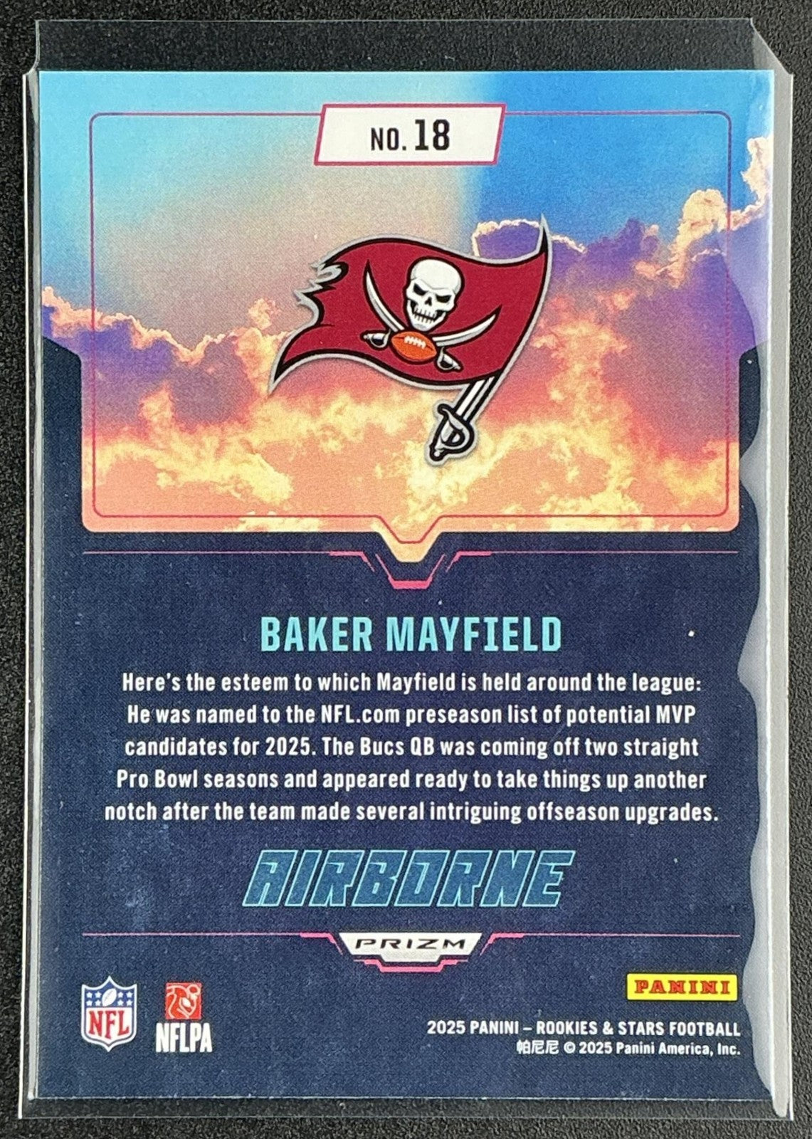 BAKER MAYFIELD 2025 PANINI ROOKIES & STARS #18 AIRBORNE SILVER BUCCANEERS