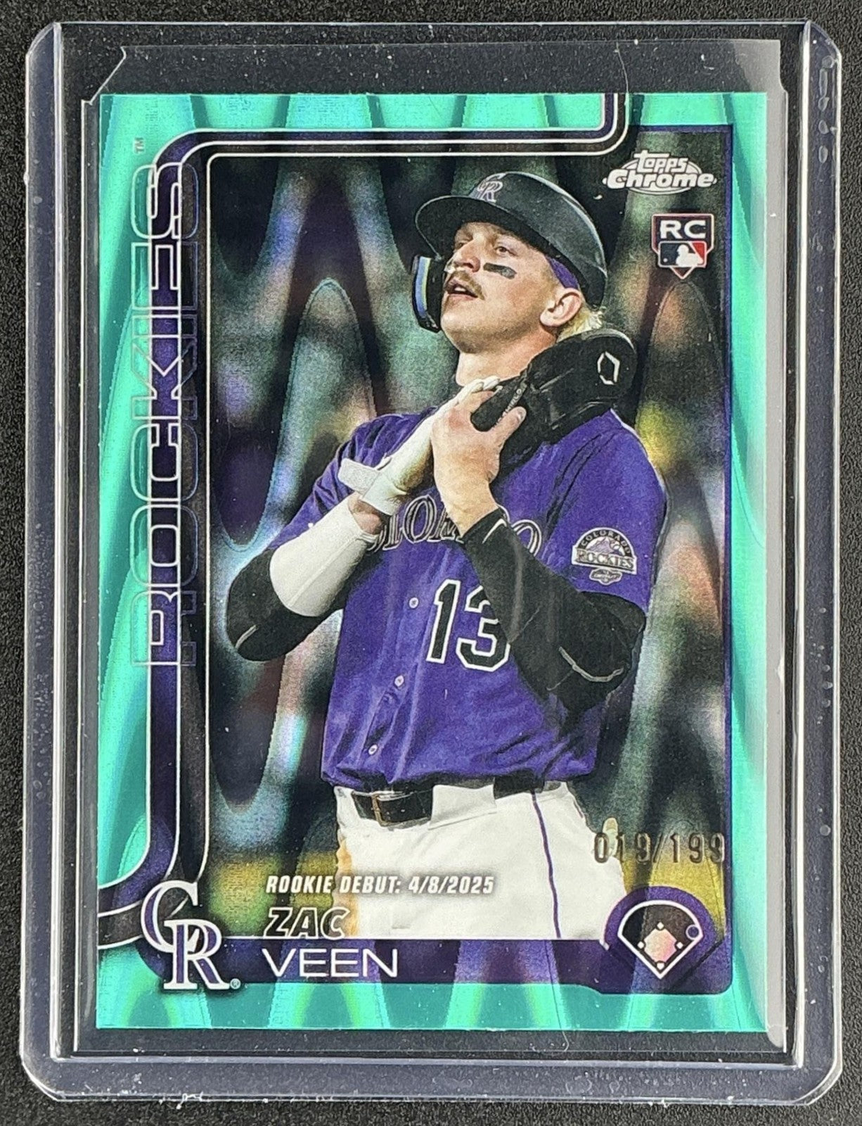 2025 Topps Chrome Update Zac Veen #USC186 Aqua RayWave Refractor /199 RC