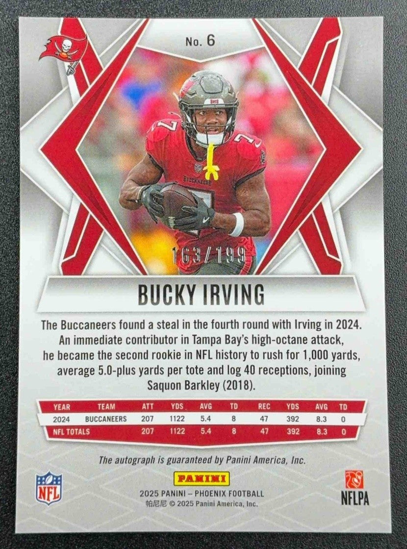 BUCKY IRVING 2025 PANINI PHOENIX #6 AUTO 163/199 BUCCANEERS