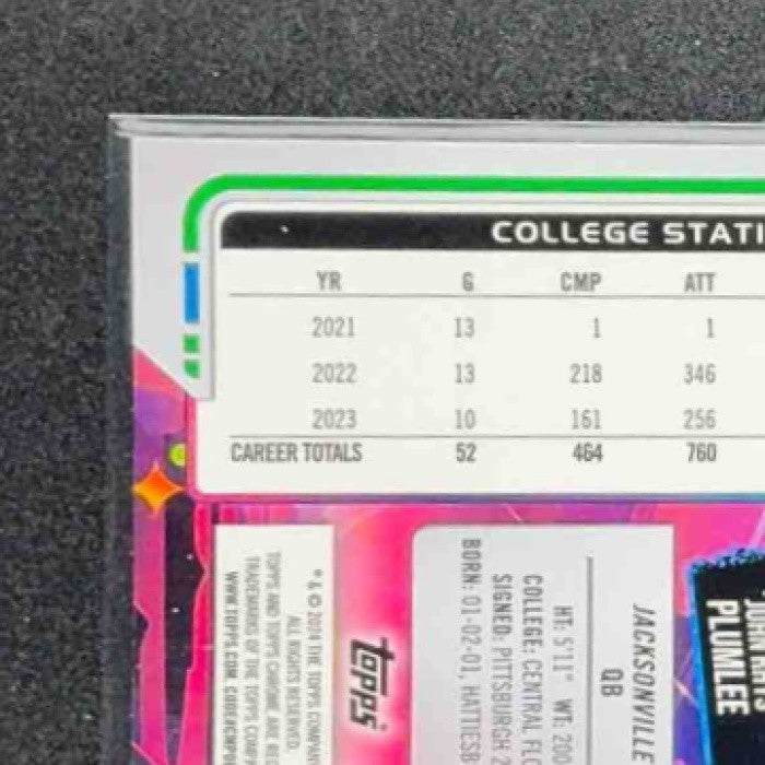 JOHN RHYS PLUMLEE 2024 TOPPS COSMIC CHROME #179 NUCLEUS REFRACTOR RC JAGUARS