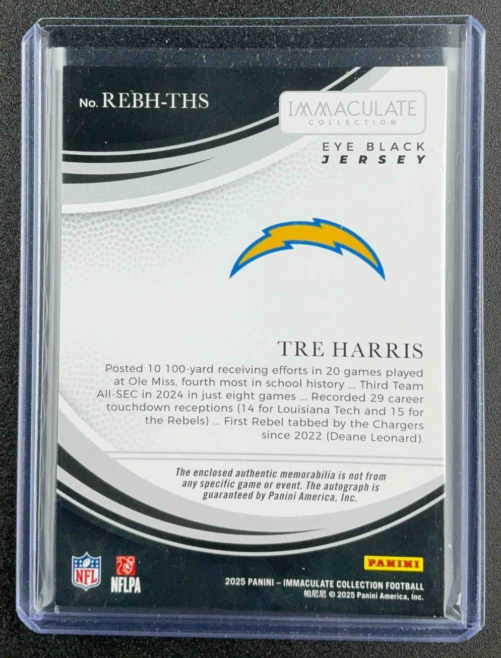 2025 Immaculate Collection Tre Harris Rookie Eye Black /10 MEM RC Auto