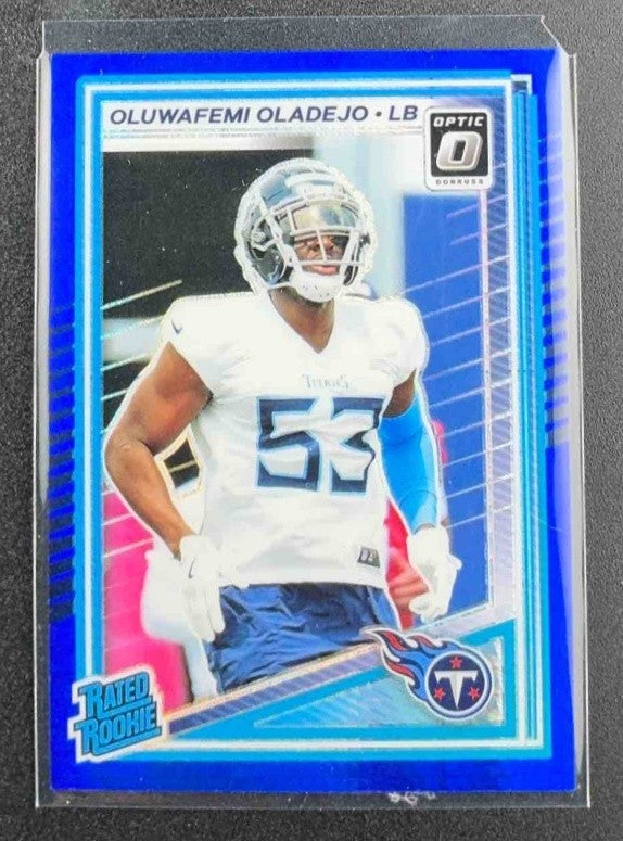 2025 Panini Donruss Optic Oluwafemi Oladejo #280 Rated Rookie Blue Hyper Prizm