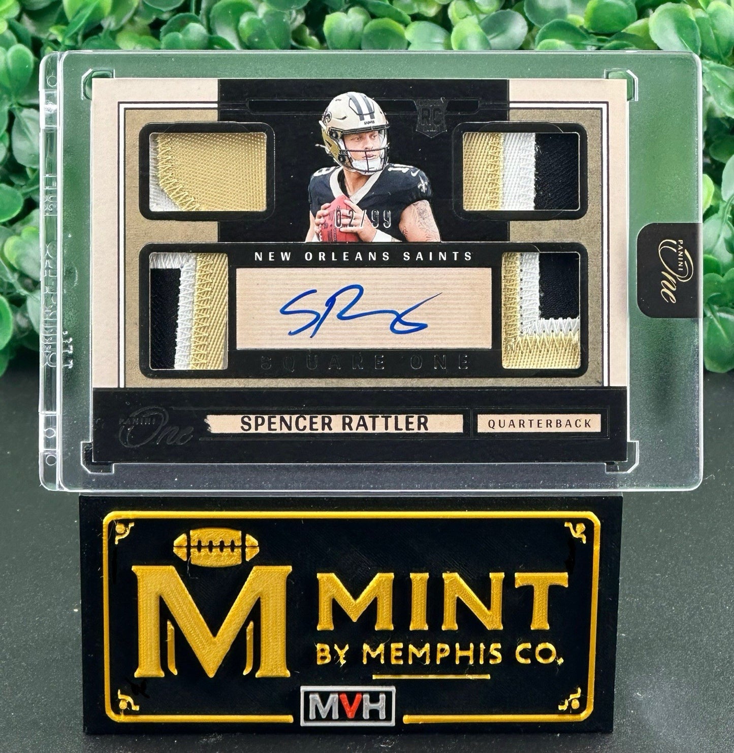 SPENCER RATTLER 2024 PANINI ONE QUAD PATCH ON CARD AUTO /99 SAINTS RPA
