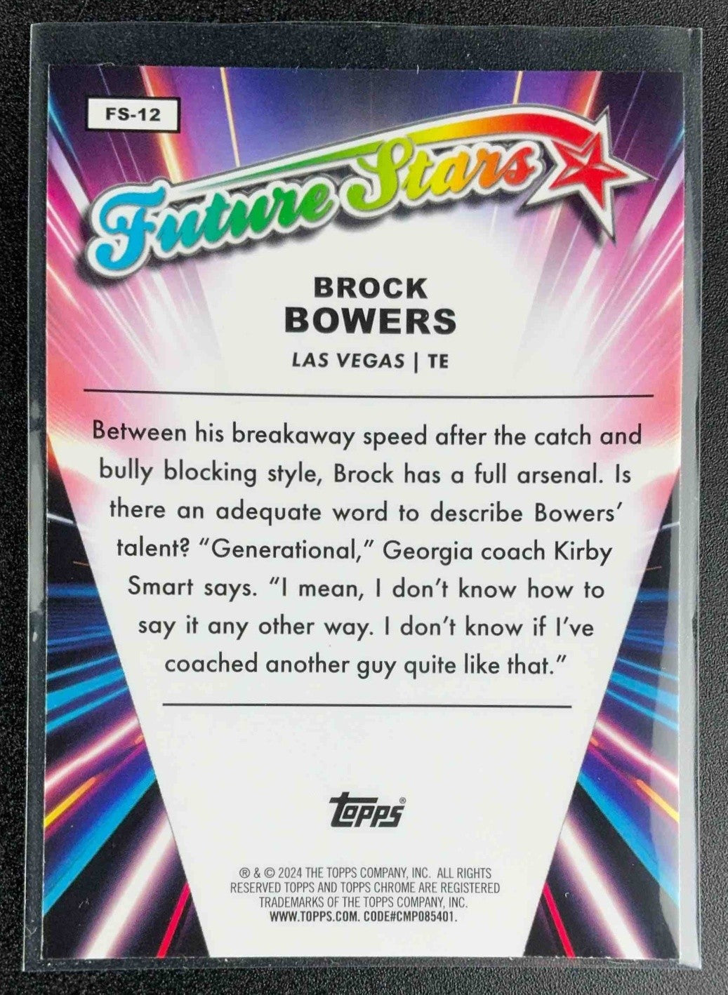 BROCK BOWERS 2024 TOPPS CHROME #FS-12 FUTURE STARS RC RAIDERS