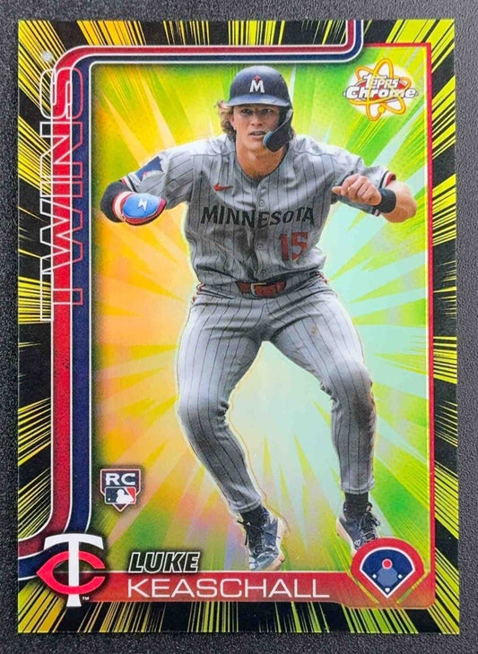 LUKE KEASCHALL 2025 TOPPS CHROME UPDATE #RR-36 RADIATING ROOKIE SP RC TWINS