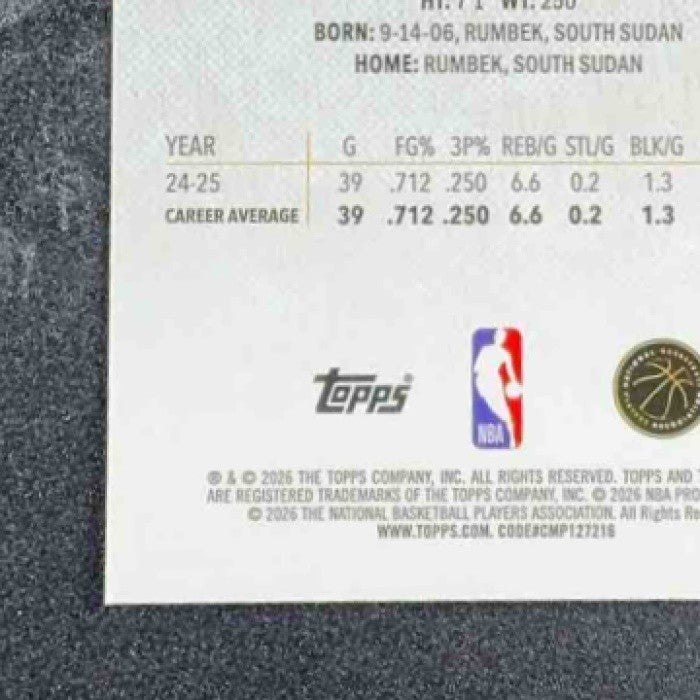 KHAMAN MALUACH 2025-26 TOPPS FINEST #210 RARE RC SUNS