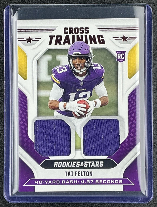 TAI FELTON 2025 PANINI ROOKIES & STARS #CT-TFN CROSS TRAINING MEM RC VIKINGS