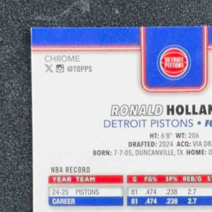 RON HOLLAND II 2025-26 TOPPS CHROME #16 RED, WHITE & BLUE REFRACTOR PISTONS
