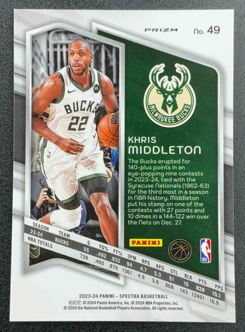 KHRIS MIDDLETON 2023-24 PANINI SPECTRA #49 INTERNATIONAL RED BUCKS