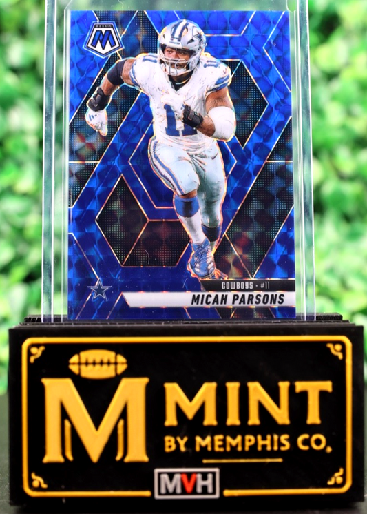 MICAH PARSONS  2025 PANINI MOSAIC BLUE MOSAIC PRIZM /99 #58 DALLAS COWBOYS