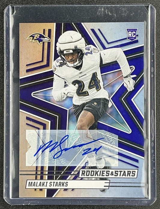 MALAKI STARKS 2025 PANINI ROOKIES & STARS #155 SIGNATURES RC AUTO RAVENS