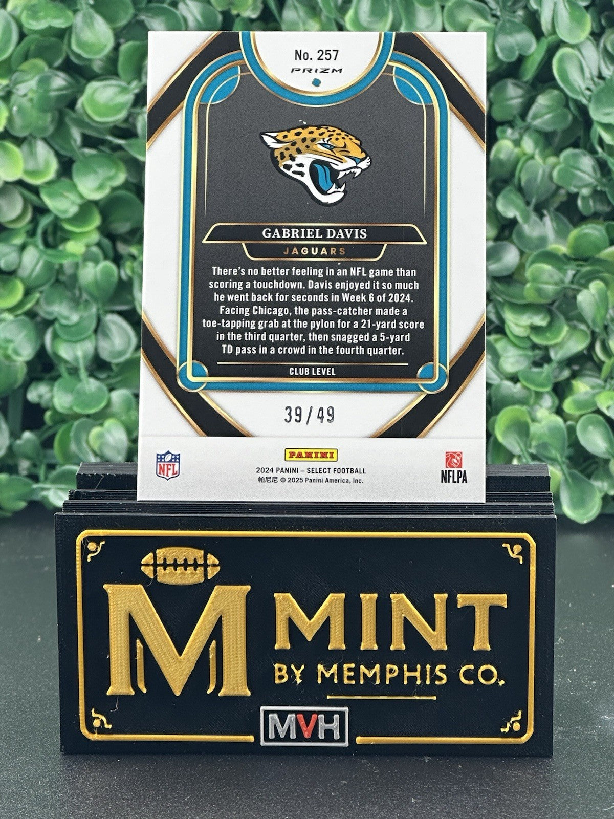 GABRIEL DAVIS 2024 PANINI SELECT CLUB LEVEL RED PRIZM /49 #257 JAGUARS SP
