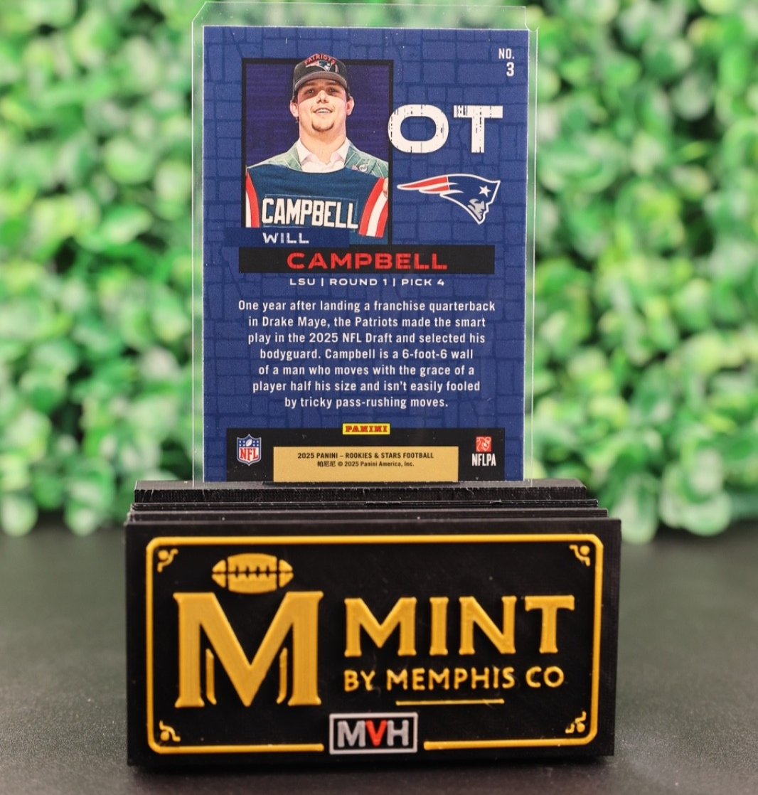 WILL CAMPBELL 2025 PANINI ROOKIES & STARS DRAFT CLASS #3 (RC) PATRIOTS