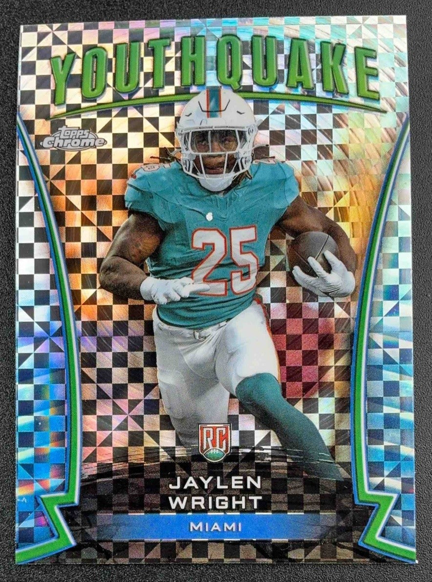 JAYLEN WRIGHT 2024 TOPPS CHROME #Y-25 YOUTHQUAKE X-FRACTOR RC DOLPHINS