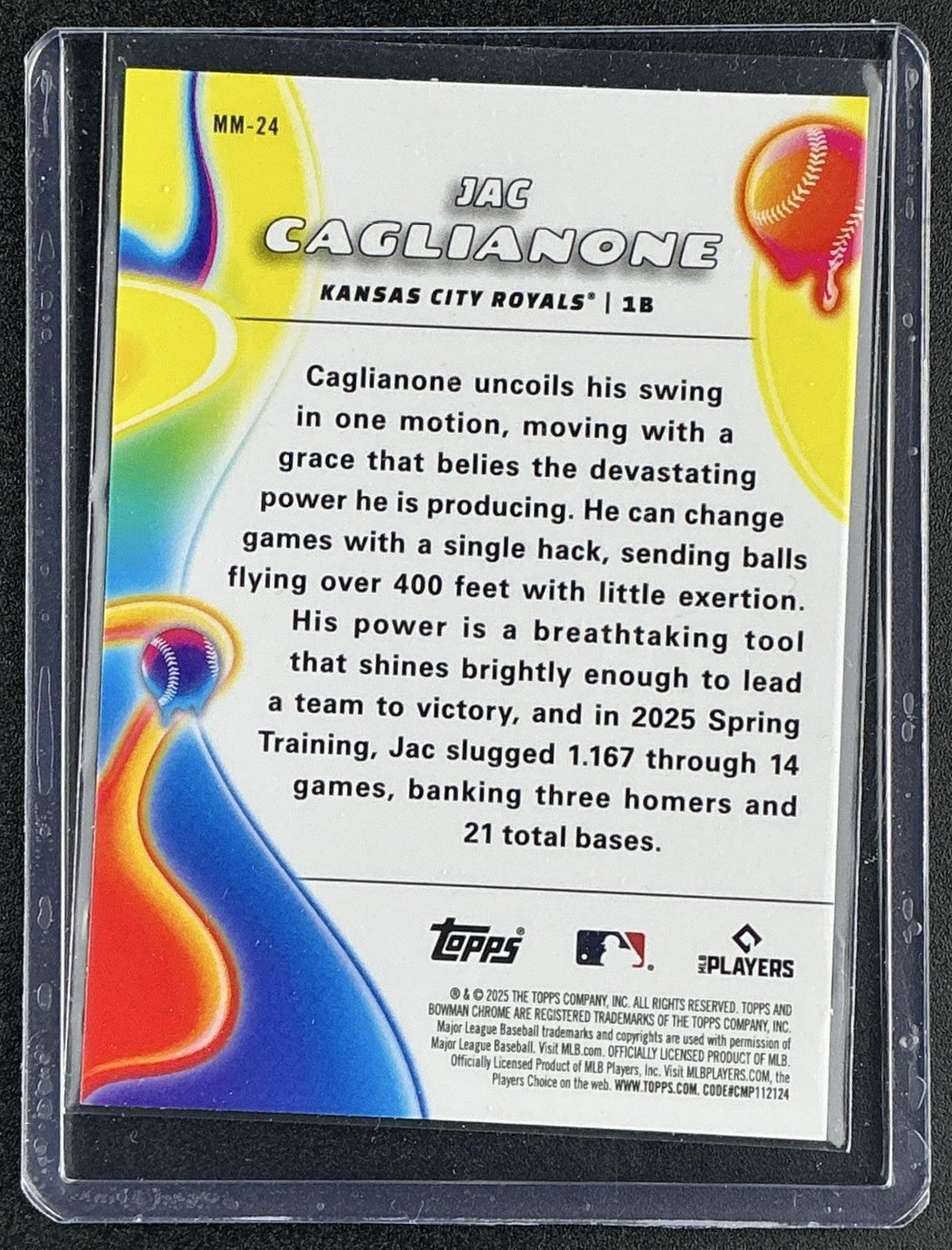 JAC CAGLIANONE 2025 BOWMAN CHROME #MM-24 MELT MASHERS ROYALS