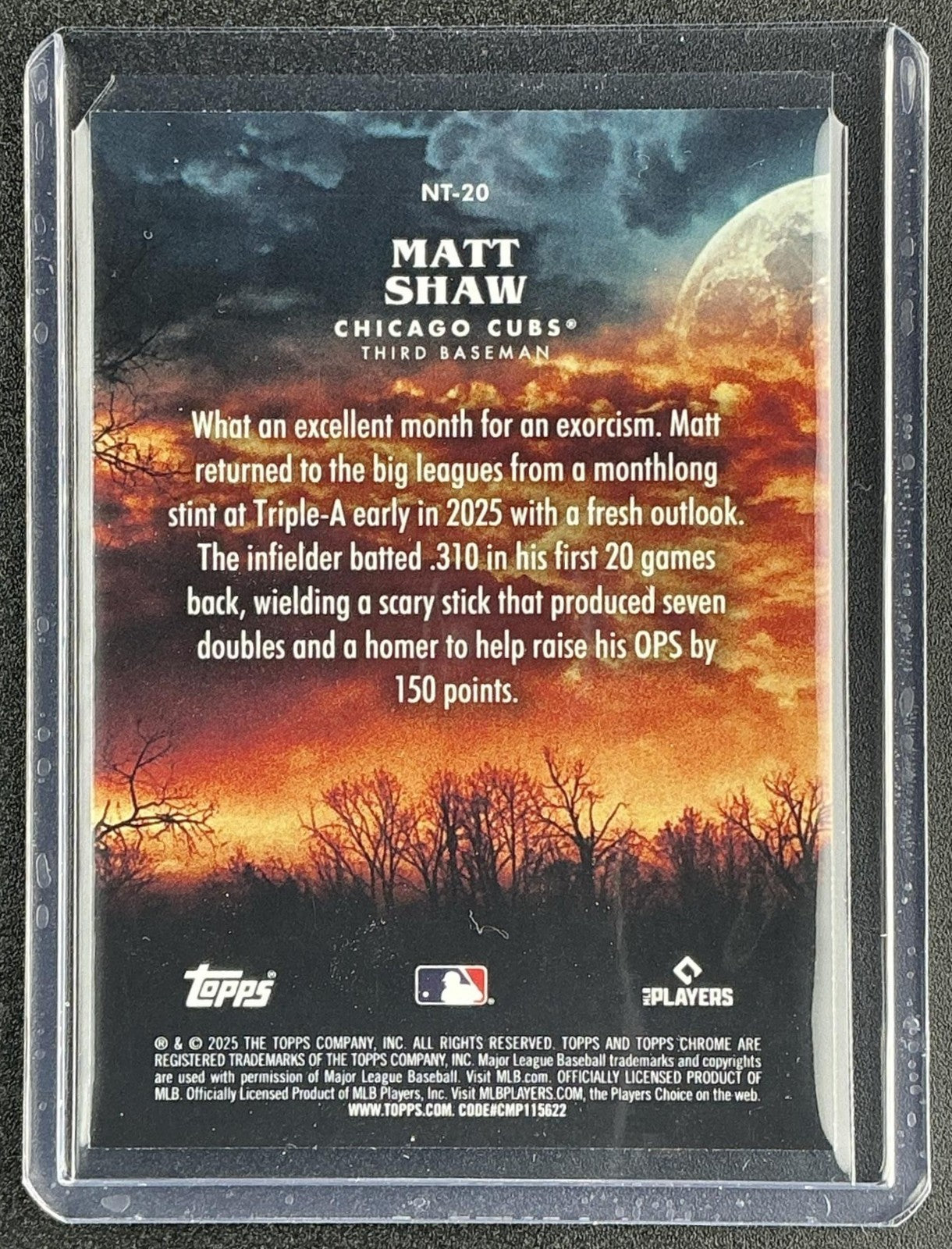 MATT SHAW 2025 TOPPS CHROME UPDATE #NT-20 NIGHT TERRORS RC CUBS