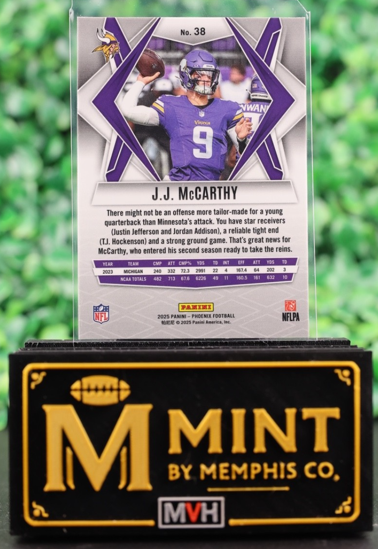 JJ MCCARTHY 2025 PANINI PHOENIX  #38 SILVER PRIZM MINNESOTA VIKINGS