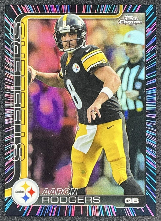 AARON RODGERS 2025 TOPPS CHROME #255 NEON PULSE REFRACTOR STEELERS