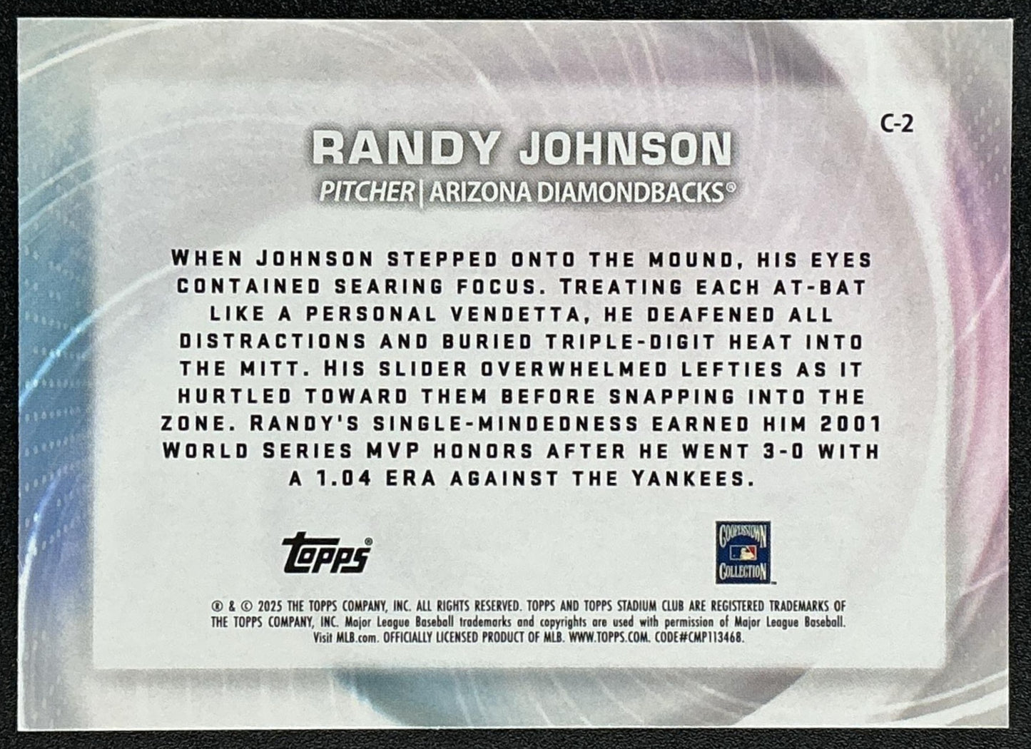 RANDY JOHNSON 2025 TOPPS STADIUM CLUB #C-2 CONCENTRATION DIAMONDBACKS