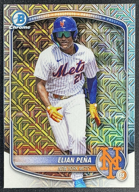 ELIAN PENA 2025 BOWMAN DRAFT #BDC-115 CHROME MOJO REFRACTOR METS