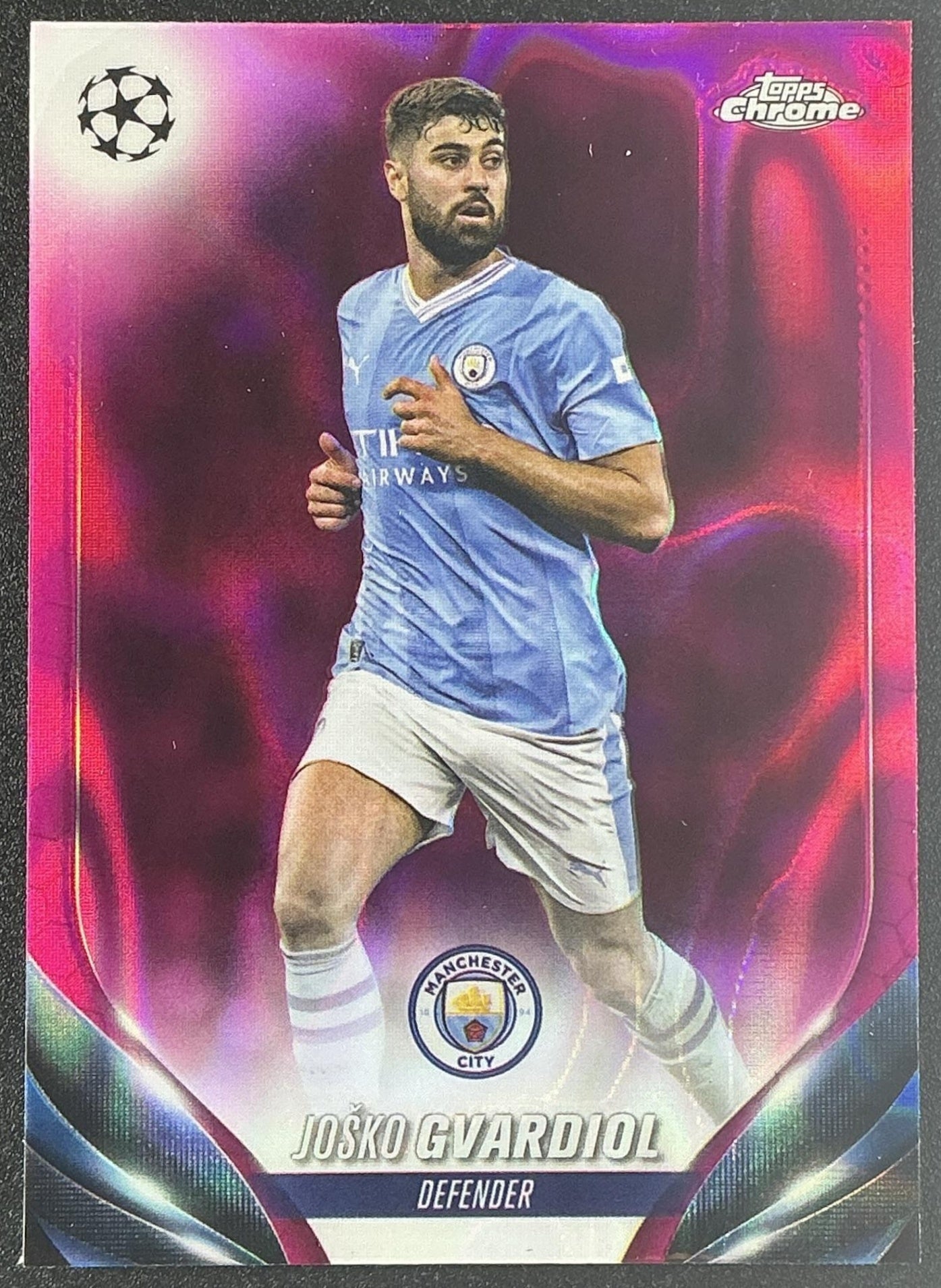 2023 Topps Chrome UEFA Club Competitions Josko Gvardiol #196 Pink Lava Refractor