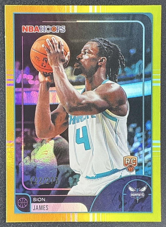 2025 Topps Hoops Sion James #151 Rainbow Blue and Yellow Foil /275 RC
