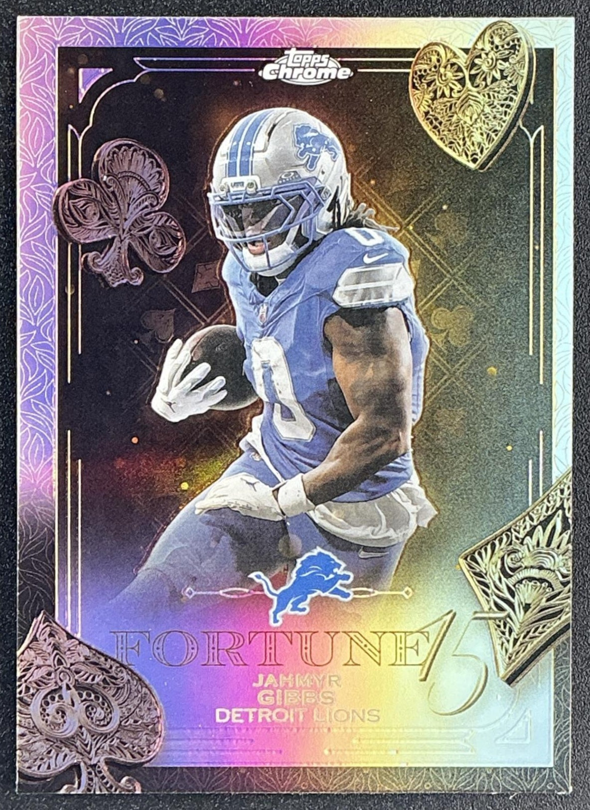 JAHMYR GIBBS 2025 TOPPS CHROME #F15-12 FORTUNE 15 REFRACTOR LIONS