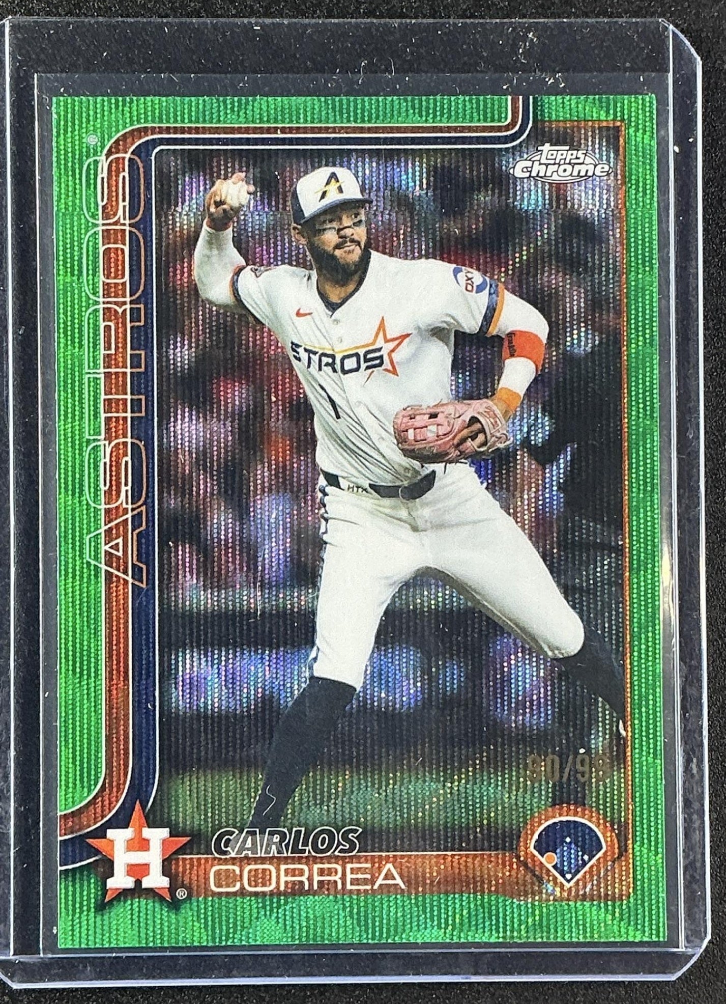 CARLOS CORREA 2025 TOPPS CHROME UPDATE #USC164 GREEN WAVE REFRACTOR /99 ASTROS