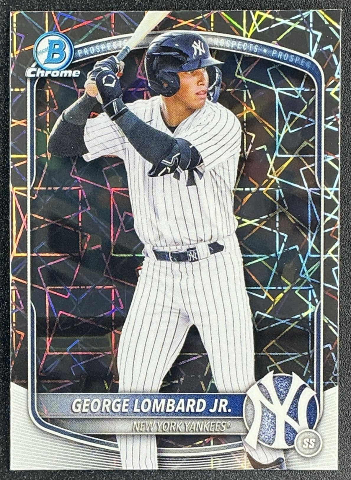 GEORGE LOMBARD JR. 2025 BOWMAN DRAFT #BDC-43 CHROME LAZER REFRACTOR YANKEES