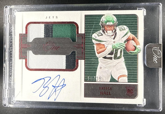 BREECE HALL 2022 PANINI ONE #39 RED /25 MEM AUTO RC JETS