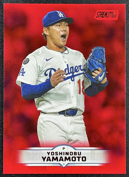 YOSHINOBU YAMAMOTO 2025 TOPPS STADIUM CLUB #184 RED FOIL DODGERS