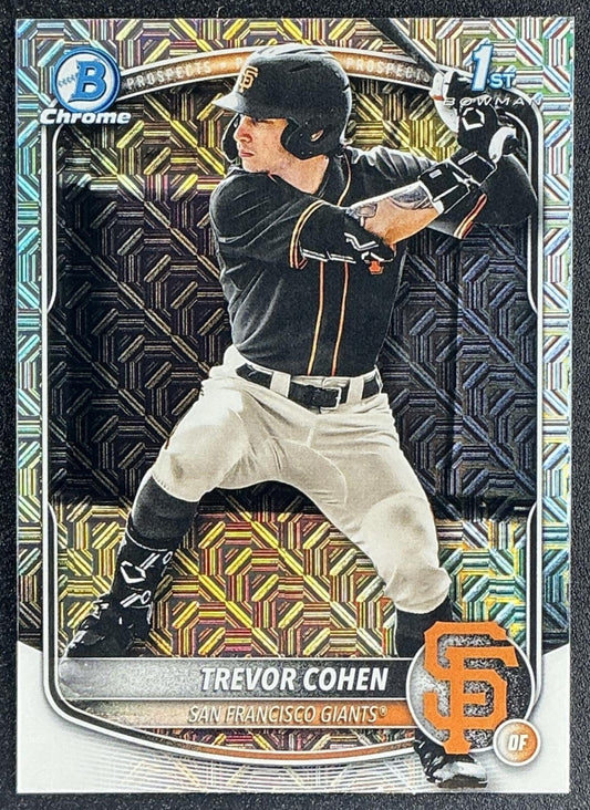 TREVOR COHEN 2025 BOWMAN DRAFT #BDC-46 CHROME MOJO REFRACTOR 1ST PROSPECT GIANTS