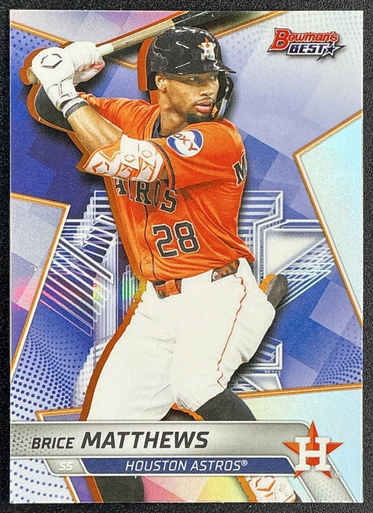 BRICE MATTHEWS 2025 BOWMAN'S BEST #TP-18 TOP PROSPECTS REFRACTOR ASTROS
